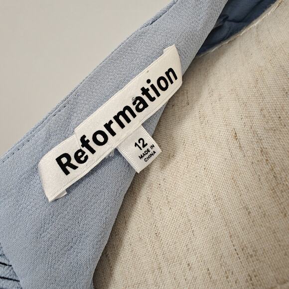 Reformation Andee Halter Maxi Dress Size 12 Mineral Blue Side Slit Romantic - Picture 13 of 15